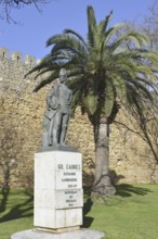 Statue of the navigator Gil Eanes on the city wall, Lagos, Algarve, Portugal