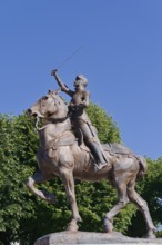 Equestrian statue of Joan of Arc in the park Les Jardins de l'Évêché, Blois, Loir-et-Cher