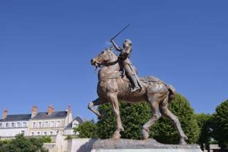 Equestrian statue of Joan of Arc in the park Les Jardins de l'Évêché, Blois, Loir-et-Cher