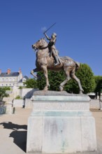 Equestrian statue of Joan of Arc in the park Les Jardins de l'Évêché, Blois, Loir-et-Cher