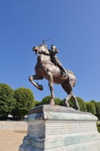 Equestrian statue of Joan of Arc in the park Les Jardins de l'Évêché, Blois, Loir-et-Cher