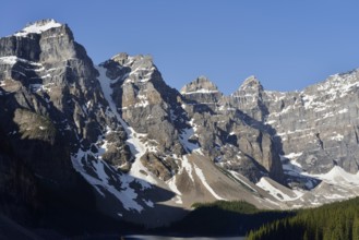 Mountains of the Valley of the Ten Peaks at Moraine Lake, Banff National Park, Alberta, Canada