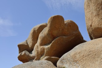 Granite rocks on the Cote de Granit Rose coast near Ploumanac'h, Cotes-d'Armor, Brittany, France