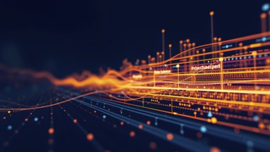Visual data complexity. Complex data threads colorful graphic visualization. Abstract data graph.