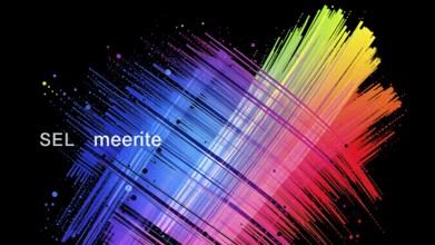 Abstract hand painted multi color brush strokes.on a black background AI generated image, ai