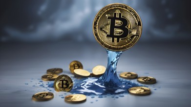 Gold Bitcoin crypto currency. digital coin crypto currency. The concept of crypto currency.