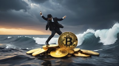 Gold Bitcoin crypto currency. digital coin crypto currency. The concept of crypto currency.