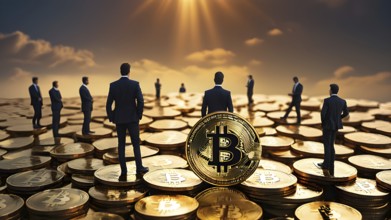 Gold Bitcoin crypto currency. digital coin crypto currency. The concept of crypto currency.