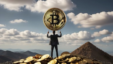 Gold Bitcoin crypto currency. digital coin crypto currency. The concept of crypto currency.