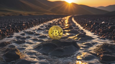 Gold Bitcoin crypto currency. digital coin crypto currency. The concept of crypto currency.
