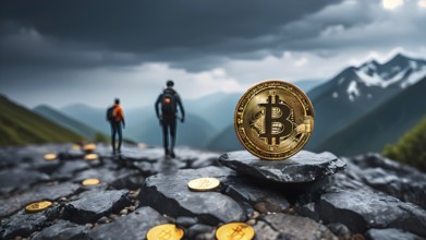 Gold Bitcoin crypto currency. digital coin crypto currency. The concept of crypto currency.