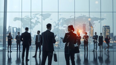 Business People Silhouette. Teamwork Global Business Concepts. AI generated image, ai