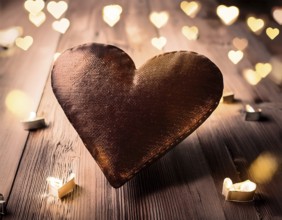 Valentines day background banner - abstract panorama background with hearts - concept love, AI