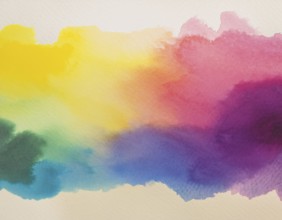 Bright watercolor art showcasing vibrant hues blending with artistic paint splashes, perfect for
