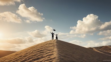 Success, achievement of goal in business and life. Achievement and Business Goal Success Concept.