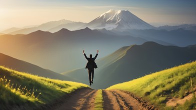 Success, achievement of goal in business and life. Achievement and Business Goal Success Concept.