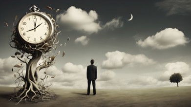 Man planning time business concept. Context to productivity, efficiency, and time management, AI