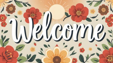 Minimalist bold welcome wording poster, versatile modern wall art design for stylish home entryway,