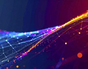 Neural network glowing brain wall art poster, abstract digital connections symbolizing