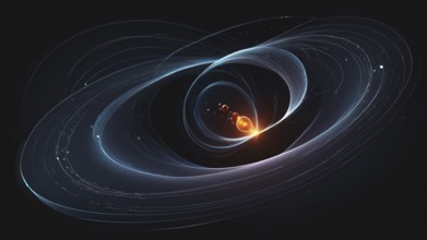 Science element concept Quantum Mechanics, formula, curvature of spacetime in a gravitational