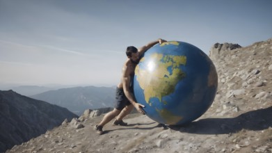 Saving environment, save clean planet, ecology concept. World Earth Day. AI generated image, ai