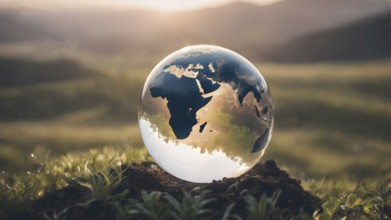 Saving environment, save the planet, ecology concept. World Earth Day. AI generated image, ai