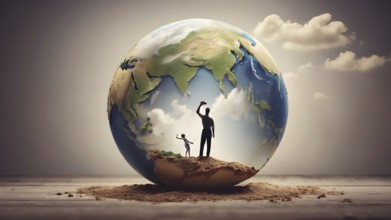 Saving environment, save the planet, ecology concept. World Earth Day. AI generated image, ai