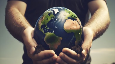 Saving environment, save the planet, ecology concept. World Earth Day. AI generated image, ai