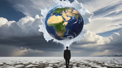 Saving environment planting trees, ecology concept. World Earth Day. AI generated image, ai