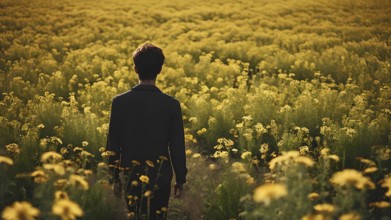 Floral field and Life Concept. Sign of Mental Health, Wellbeing and Healthy Lifestyles. The concept