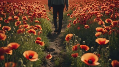 Floral field and Life Concept. Sign of Mental Health, Wellbeing and Healthy Lifestyles. The concept