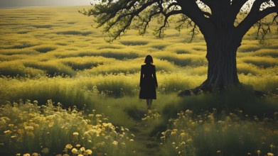 Floral field and Life Concept. Sign of Mental Health, Wellbeing and Healthy Lifestyles. The concept