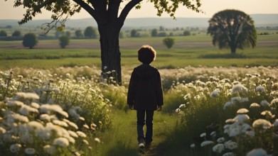 Floral field and Life Concept. Sign of Mental Health, Wellbeing and Healthy Lifestyles. The concept