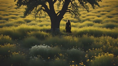 Floral field and Life Concept. Sign of Mental Health, Wellbeing and Healthy Lifestyles. The concept
