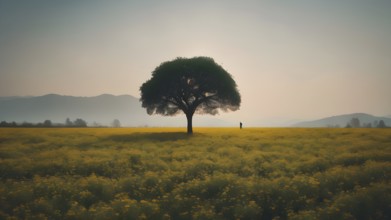 Floral field and Life Concept. Sign of Mental Health, Wellbeing and Healthy Lifestyles. The concept