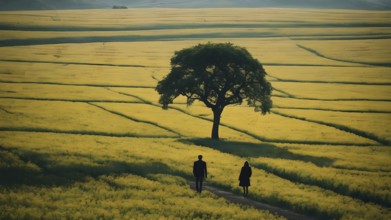 Floral field and Life Concept. Sign of Mental Health, Wellbeing and Healthy Lifestyles. The concept