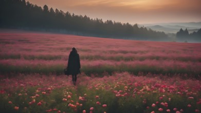 Floral field and Life Concept. Sign of Mental Health, Wellbeing and Healthy Lifestyles. The concept