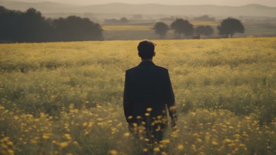 Floral field and Life Concept. Sign of Mental Health, Wellbeing and Healthy Lifestyles. The concept