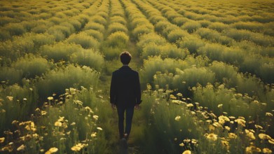 Floral field and Life Concept. Sign of Mental Health, Wellbeing and Healthy Lifestyles. The concept