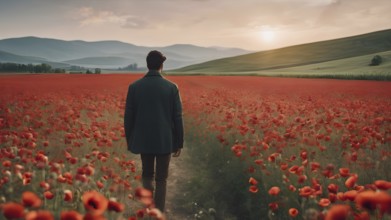 Floral field and Life Concept. Sign of Mental Health, Wellbeing and Healthy Lifestyles. The concept