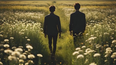 Floral field and Life Concept. Sign of Mental Health, Wellbeing and Healthy Lifestyles. The concept