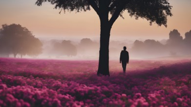 Floral field and Life Concept. Sign of Mental Health, Wellbeing and Healthy Lifestyles. The concept
