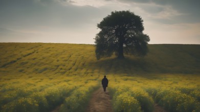 Floral field and Life Concept. Sign of Mental Health, Wellbeing and Healthy Lifestyles. The concept