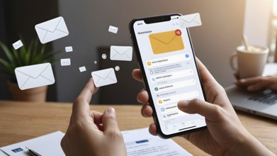Online communication concept. Email marketing concept, concept of sending and receiving emails, AI