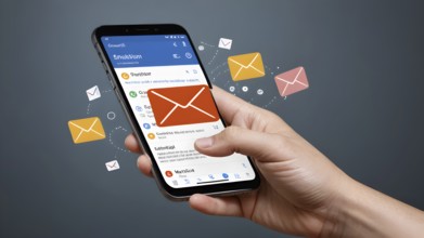 Online communication concept. Email marketing concept, concept of sending and receiving emails, AI