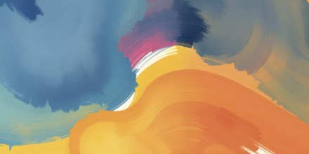 Abstract gradient hand painted multi color brush strokes.on a black background AI generated image,