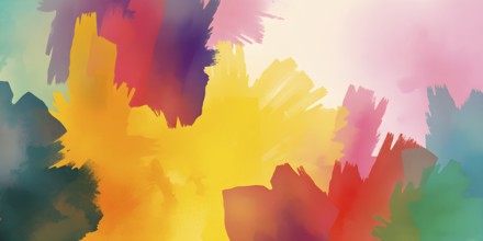 Abstract gradient hand painted multi color brush strokes.on a black background AI generated image,