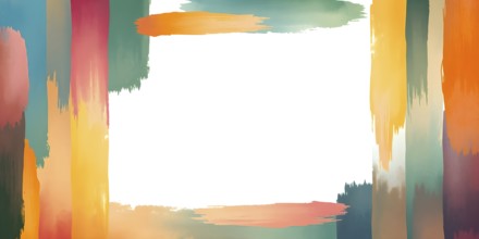 Abstract gradient hand painted multi color brush strokes.on a black background AI generated image,