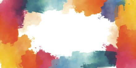Abstract gradient hand painted multi color brush strokes.on a black background AI generated image,