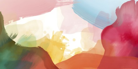 Abstract gradient hand painted multi color brush strokes.on a black background AI generated image,